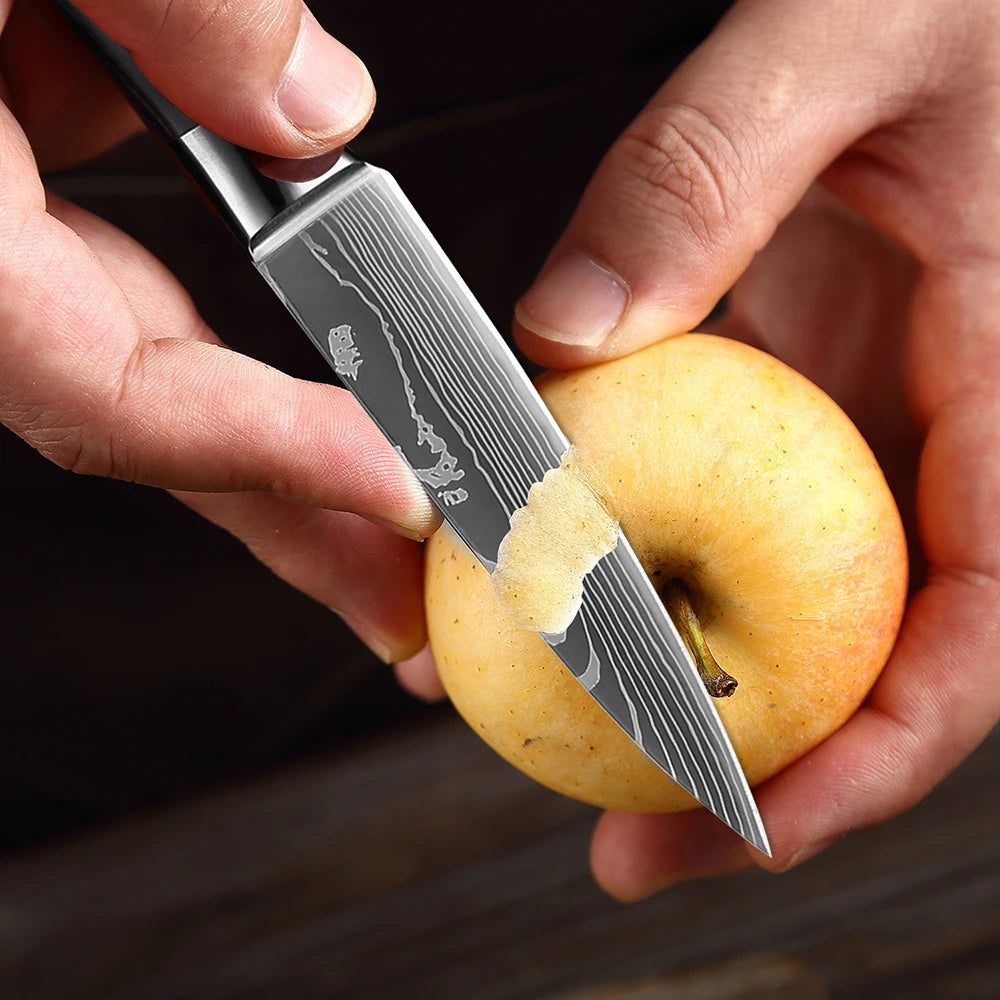 XITUO Chef knife 1-10Pcs Kitchen Knives Set Laser Damascus Patt