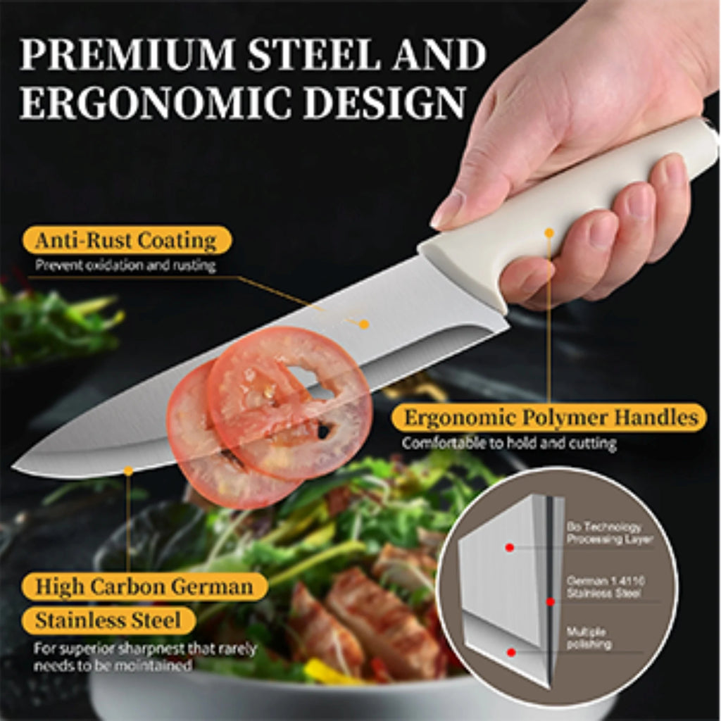 15 pieces kitchen stainless steel knife set