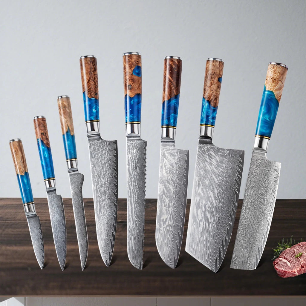 kitchen knife set Damascus Steel Set for Meat Cutting Sushi Peeling