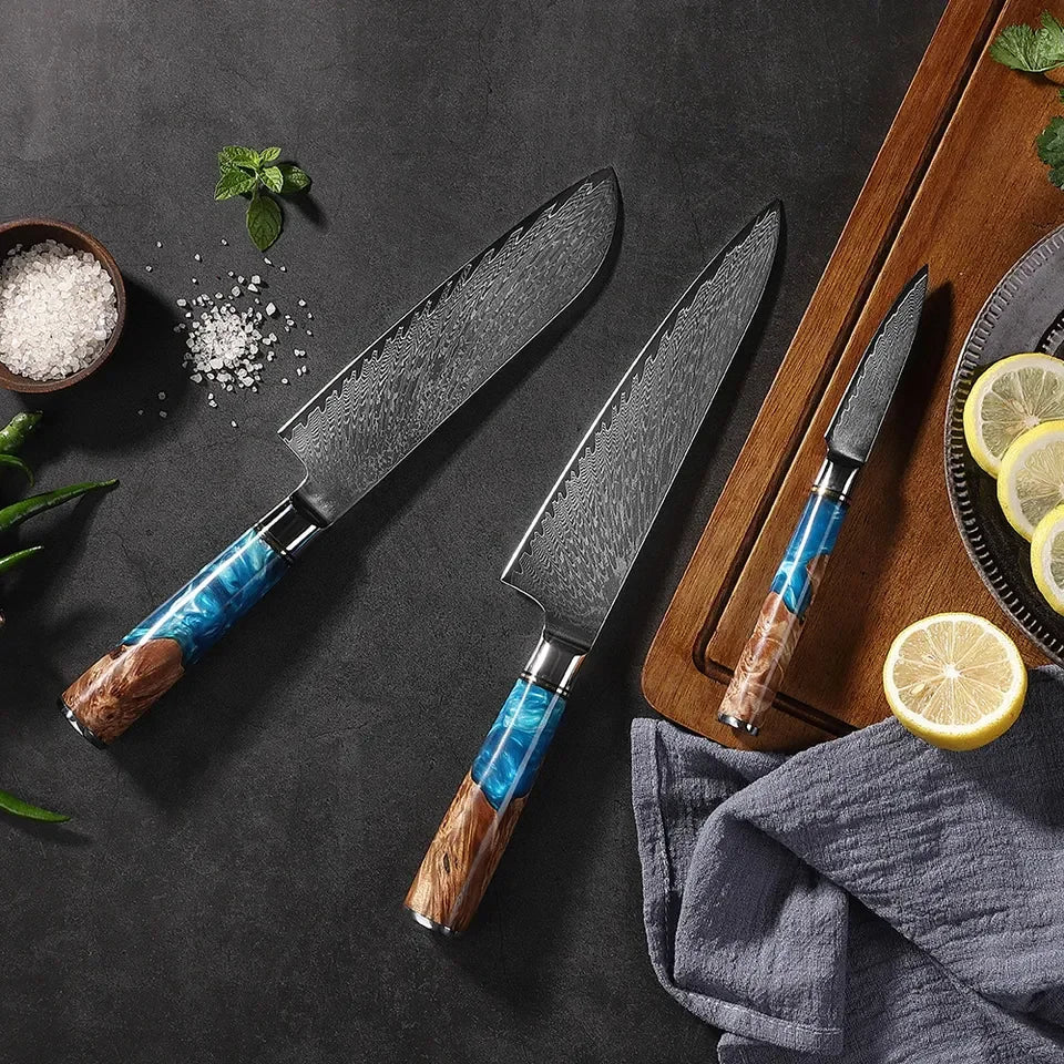 kitchen knife set Damascus Steel Set for Meat Cutting Sushi Peeling