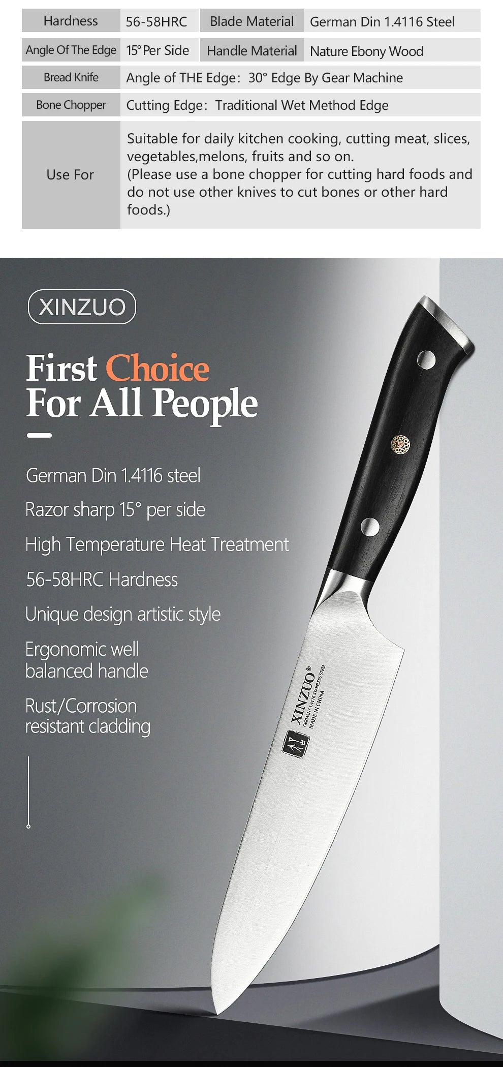 XINZUO Premium Modern Stainless Steel Chef
