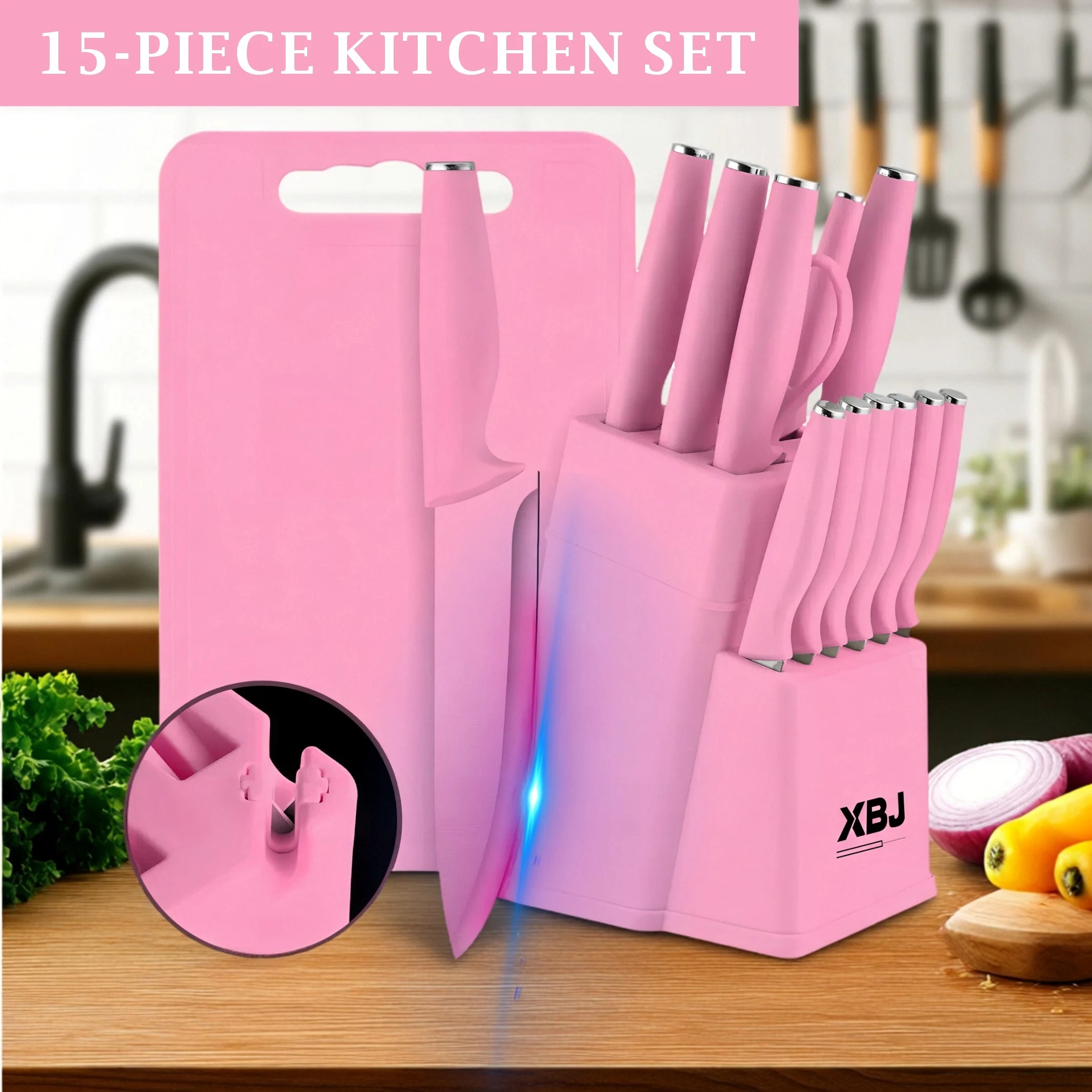 15 pieces kitchen stainless steel knife set