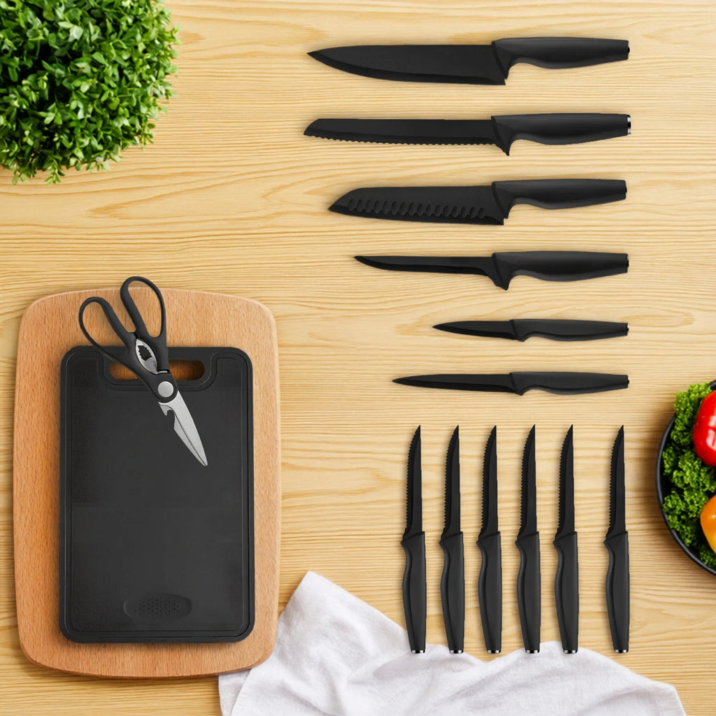 15 pieces kitchen stainless steel knife set